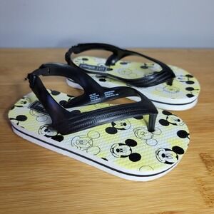 Baby Gap Disney 7T/8T Mickey Mouse Toddler Flip Flop Sandals Yellow Black